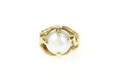 18K Yellow Gold Textured Tree Branch Retro Cocktail Ring