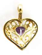 Vintage 10K Filigree Amethyst Heart Pendant