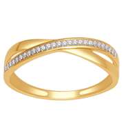 10K Yellow Gold Wedding Anniversary Band Ring 0.07cttw Diamonds Criss Cross