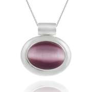 Sterling Silver Bold polished Lavender Cats Eye Slide/Pendant