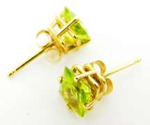 14K Princess Cut Peridot Stud Earrings
