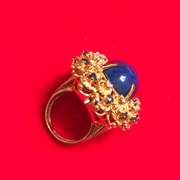LADIES 18K DIAMOND , SAPPHIRE AND BLUE LAPIS RING / BROOCH