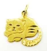 Vintage 14K Yellow Gold Cat Pendant