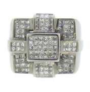 Majestic White Gold apx 5ctw Invisible Set Diamond Men's Ring