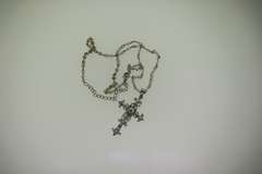 Vintage VCLM Victorian White Beads Cross Necklace