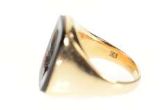 14K Yellow Gold Ornate Carved Unique Intaglio Retro Statement Ring