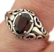 Sterling Silver Red Garnet Ring
