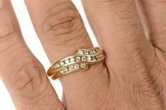 14K Yellow Gold 0.63 Ctw Wavy Diamond Channel Men's Band Ring