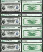 $1 1918 FRBN Chicago Fr. 727=Heraldic Eagle CUT SHEET=4 notes=PMG Gem Unc 65 EPQ