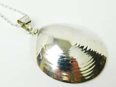 Huge Sterling Silver Shell Pendant & Chain