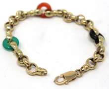 Gorgeous 14kt YG Multi-Color Gemstone Ring Station Bracelet