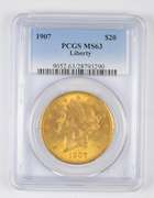 MS63 1907 $20 Liberty Head Gold Double Eagle - Graded PCGS