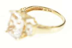 10K Yellow Gold Three Stone Emerald CZ Travel Engagement Ring