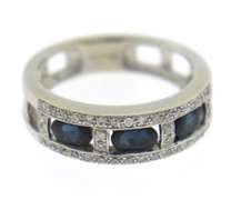 Charming White Gold Sapphire and Diamond Ring