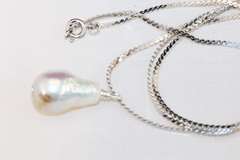 Alluring Natural Color Pearl on Sterling Chain
