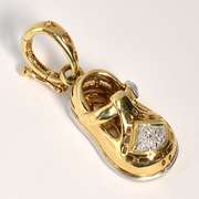 Adorable Sandal Pendant with Diamonds in 14K YG