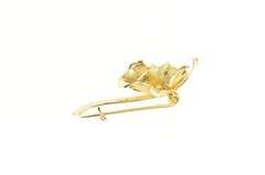 18K Yellow Gold Retro Ornate Orchid Flower 3D Statement Pin/Brooch