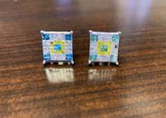 Blue, Yellow and White Diamond Earrings