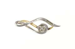 10K Yellow Gold Two Tone Diamond Treble Clef Curvy Symbol Pendant