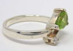 Sterling Silver Peridot & CZ Ring