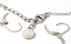 Sterling Silver White Stone Necklace and Earrings Set