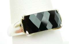 Sleek Sterling Black Onyx Saddle Ring, 9.25