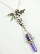 Wonderful Sterling Angel & Amethyst Prism Necklace
