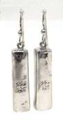 Sterling Silver Long Bar Dangle Earrings