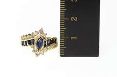 14K Yellow Gold 0.90 Ctw Marquise Sapphire Diamond Bypass Ring