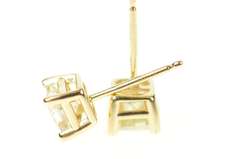 14K Yellow Gold 0.62 Ctw Princess Diamond Solitaire Stud Earrings