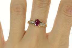 14K Yellow Gold 0.76 Ctw Natural Ruby Diamond Statement Ring