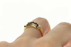 8K Yellow Gold 1940's Syn. Princess Ruby Statement Band Ring