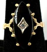 Mysterious Onyx & Diamond Accent Ring in Yellow Gold