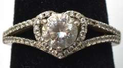 Sterling Silver White Stone Heart Ring