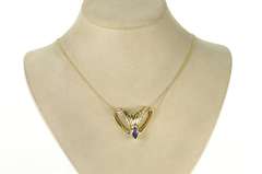 14K Yellow Gold Marquise Tanzanite Diamond Inset Chevron Pendant