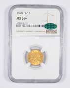 MS64+ CAC 1907 $2.50 Liberty Head Gold Quarter Eagle - Graded NGC