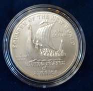 2000 Leif Ericson UNC Silver Dollar with box and papers