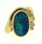 Formal 18kt Boulder Opal and Diamond Ring