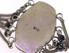 Sterling Silver Oval Hematite Multi Row Bracelet