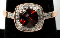 Vibrant Garnet & Diamond Ring in Yellow Gold