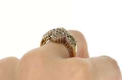 14K Yellow Gold Classic Diamond Cluster Encrusted Statement Ring