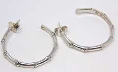 Trendy John Hardy Sterling Silver Bamboo Hoop Earrings