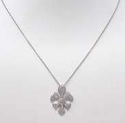 Exciting 14kt White Gold Fleur De Lis Diamond Pave Necklace