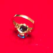 LADIES 14K GOLD, DIAMOND AND BLUE TOPAZ RING