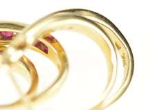 14K Yellow Gold Ruby Diamond Oval Layered Look Hoop Earrings