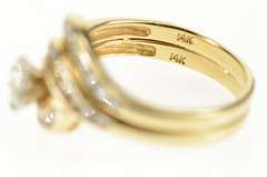 14K Yellow Gold 0.73 Ctw Diamond Bridal Set Wavy Engagement Ring