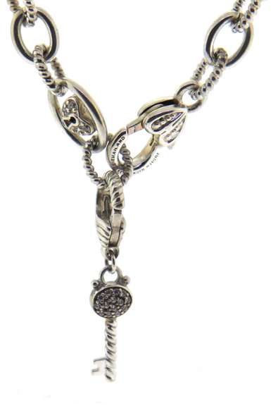 Trendy Silver Judith Ripka Key-to-My-Heart CZ Necklace