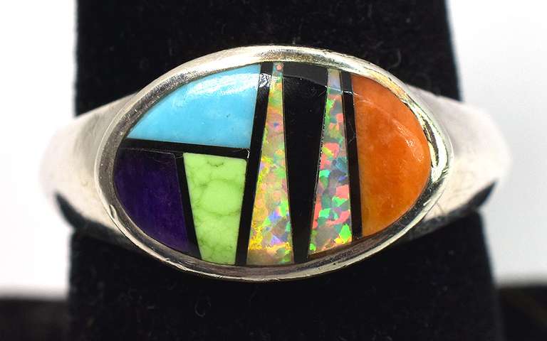 Sterling Silver Multi Color Enamel Ring