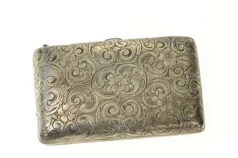 Sterling Silver MWS Monogram Ornate Victorian Scroll Match Case