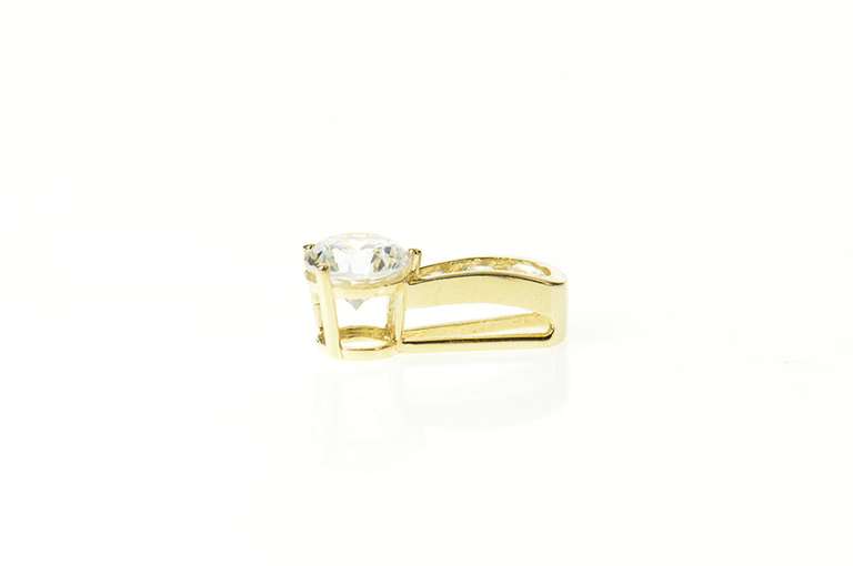 14K Yellow Gold Tiered Round Cubic Zirconia Statement Pendant